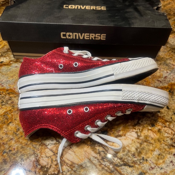 Converse custom red glitter sneakers size 7 in womens - Picture 7 of 9